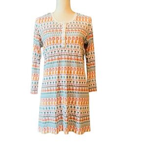 Roller Rabbit Henley Nightshirt with Peach and Teal Farm Animals Print Size M